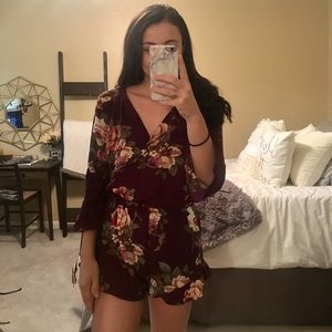 Garnet floral print romper! Worn once